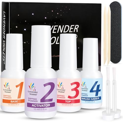 Lavender Violets Acrylique Poudre Dipping Powder System Essentials Kit Liquid Set Vernis à ongles gel Pour Acrylique ongles poudre Kits de manucure Base Activator Top Brush Saver J775