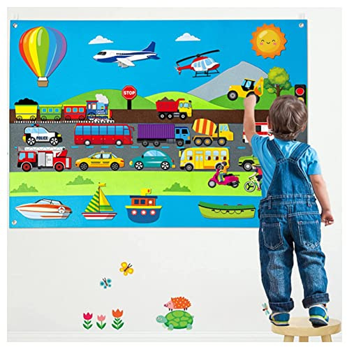 VALINK Felt Learning Board for Baby, DIY Early Education Learning Storyboard,Flannel Felt-Story-Board Set for Toddlers Large Wall Hanging Activity Storyboard Transport Tool