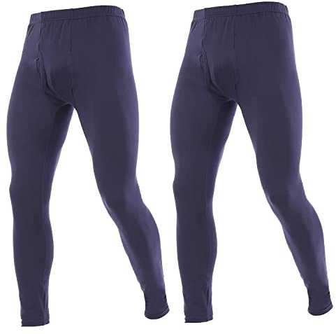 LANBAOSI Lot de 2 caleçons longs thermiques pour homme Sous-vêtements d'hiver fonctionnels Sous-vêtements pour homme pour le ski Sous-vêtements thermiques, Marine, 4XL