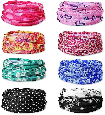 8PCS Multifunctional Headwear Outdoor Scarf, Sports Face Mask, Unisex Wide Seamless Magic Headwear Face Coverings, Breathable Bandana for Sport Yoga Running Cycling Hiking