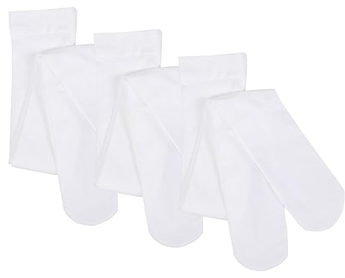 Paralinda Girls Dance Tights Student School Tights 40 Den 3-Pack (White, 4-6)