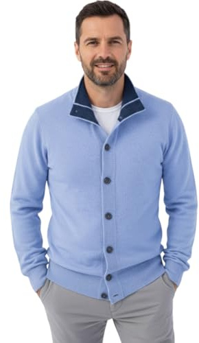 Giacca Uomo Misto Cashmere Cardigan Bottoni Made in Italy Maglione Seta Pullover Manica Lunga Lana Merino Cachemire Maglioncino Beige Blu Grigio Maglia Regalo Abbigliamento Inverno (M, Lavanda)