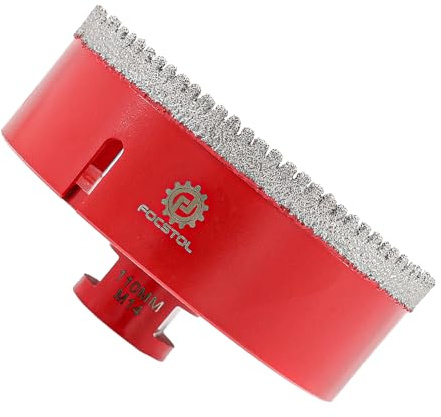 Diamond Core Drill Bit 110mm - FOCSTOL Diamond Hole Saw for Porcelain Ceramic Tile Marble Granite M14 Thread
