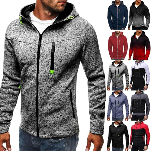LUNULE Imprägnierspray Jacke Strickjacke Große Größen Herren Trenchcoat Hoodie Mit Schalkragen Herren Slim Fit Cardigan Mit Reißverschluss Zipper Kapuzenpullover Kapuzenjacke Sweatshirt Fahrrad Jacke