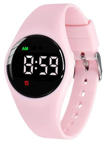 e-vibra Montre d'apprentissage de la propreté résistante à l'eau rechargeable avec alarme vibrante et réveil silencieux – avec serrure, rose, Moderne