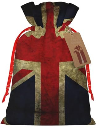 DURAGS Geschenktüte mit britischer Flagge, schicker Stoff, Geschenktasche für Weihnachten, ideal für jeden Anlass