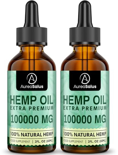 AureaSalus Premium Natural Oil 100000mg, 100% Natural Ingredients, Enrich Omega 3-6-9, GMO-Free (60 ml (Pack of 2))