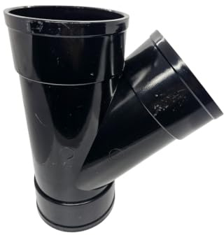 Duraplast UK™ Solvent Soil Waste 110mm 45 Y Branch | BLACK | TRIPLE SOCKET | For 4 Inch Waste Pipe | Glue for Permanent Seal | No Rubber or Pushfit | Underground or Above Ground Drain