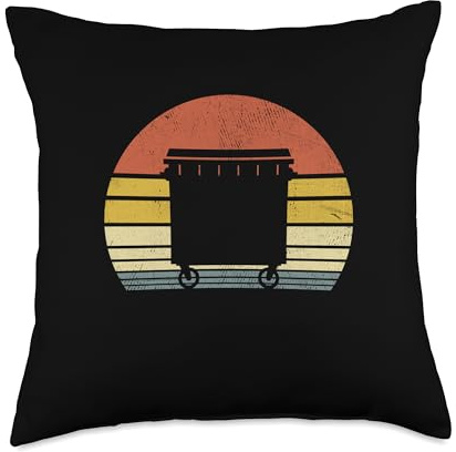 Garbage Man Retro Trash Collector Waste Management Throw Pillow