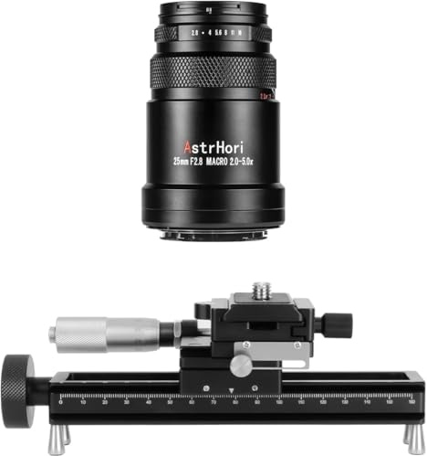 AstrHori 25mm F2.8 2X-5X Ultra-Makro-Objektiv (RF-Mount) & Makro-Fokussierschienen-Slider (AH-MGA170) Set