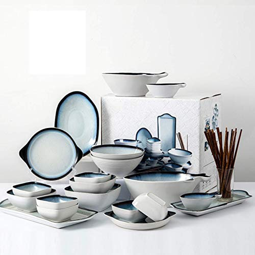 Servizio Piatti in Ceramica da 30 Pezzi Servizio da Tavola in Porcellana a Forma di Pesce per 6 Persone