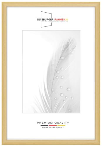 Holz Bilderrahmen Schmal 38 x 52 cm in Natur | inkl. bruchsicherer Anti-Reflex Kunstglasscheibe | Rahmen für Poster | Puzzle | Foto collage DR080