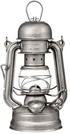 Thous Winds Retro Sturmlaterne, Memory Kerosin Laterne, Petroleum Lampe Outdoor mit Tragegriff, Perfekte für Camping, Wandern, Terrasse, Gartenabende, Picknick (TW6010, Retro Silber)