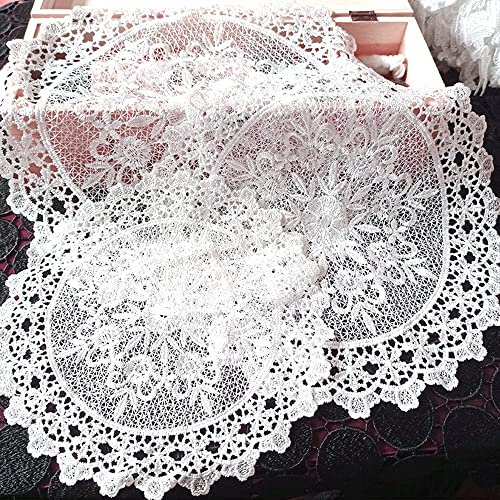 Anevous 2 Stück Runde Bestickte Tischset, Dekorative Tischmatte, Spitzendeckchen Placemat Spitze Tischmatte, Spitzendeckchen Tischdecke für Hochzeiten Geburtstagsfeier Vasen, Tischdecken,Weiß I 15cm