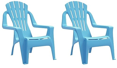 HETFTJN Strandsessel Gartensessel Outdoor Einfacher Strandstuhl Esszimmerstühle Modern - Kinder-Gartenstühle 2 STK. Blau 37x34x44 cm PP Holzoptik für Outdoor Garden Balcony Terrassen