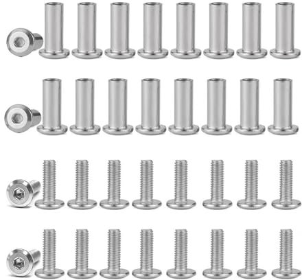 SULIUDAJI 20 Pezzi Viti Collegamento M4 x 30 mm, Manicotto in Acciaio Inox A2 V2A, Connettori per Mobili Con Chiave Esagonale per Armadi, Mattoni in Legno