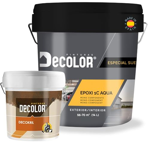 Pintura de Resina Epoxi Monocomponente para Suelos GRIS ARDILLA. RAL 7000. 15 Ltr. + Imprimación Decokril Rapid 5 Ltr