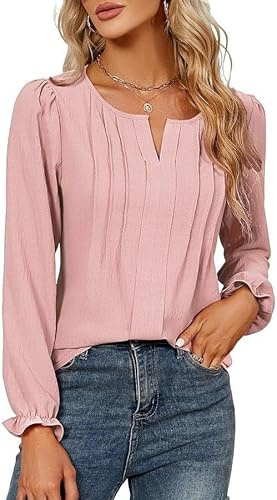 GUCURIN Camicetta Donna Scollo a V Elegante Casual Top a Maniche Lunghe Abbigliamento Camicia Primavera e Autunno