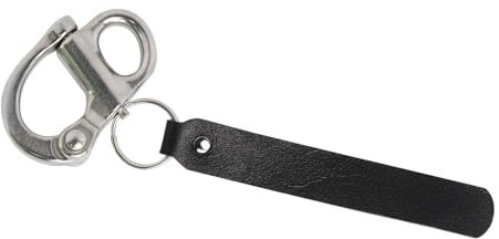 standwme Schnellverschluss-Clip-Schäkel für SCBA-Maske, Feuerwehr-Zubehör, Schnellverschluss-Schlüsselband, Marine-Grade 316 Edelstahlbügel für Takelage mit Ledergriff (Silber)