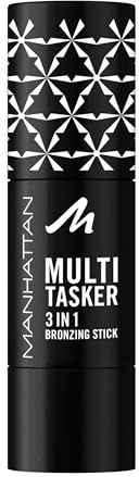 Manhattan Multi-Tasker 3-In-1 Bronzing Stick, cremiger Bronzer mit lichtreflektierenden Pigmenten, warm-schimmerndes Finish, vegane Formel, 4,5 g, Fb. 002, Medium