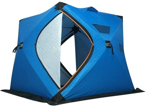 Tunnelzelte Automatisches Eisfischerzelt für 2–3 Personen, Baumwolle, verdickt, Winterzelte, Outdoor-Camping, warmes Schutzzelt Campingzelt(Blue)