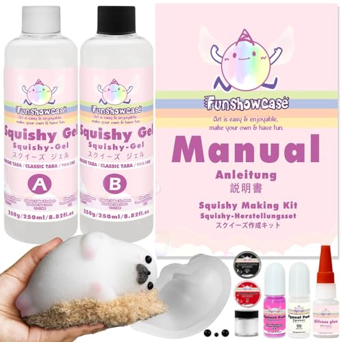 Taba Squishy Kit Big Seal Stampo in Silicone 15,2 cm + Gel Liquido + Floccaggio Carino Animal Making Set