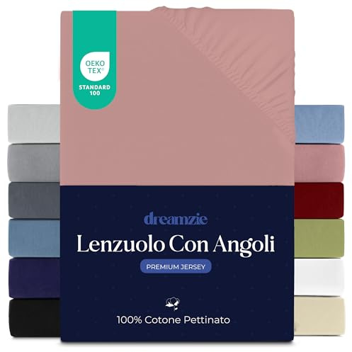 Dreamzie Sabanas 120x200 cm, Sabana Bajera Premium para Colchones de hasta 22 cm de Altura, 100% Algodon 150 g/m² - Rosa - Certificada sin Productos Químicos (Oeko Tex)