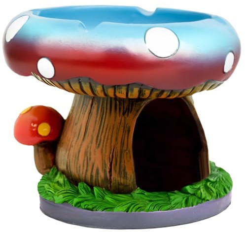 CTW Home Collection Mega Mushroom Ashtray with Lighter Stash Spot - Cool Ashtrays for Weed Smokers and Bong Users with Smoking Accessories Collection (Blue)