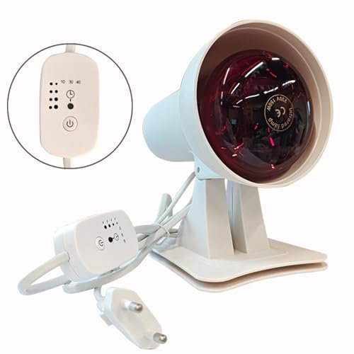 GUOMIS Infrared lamp, red light, heat lamp, 150 watts with timer and adjustable temperature, angle adjustable for relaxing muscle fatigue
