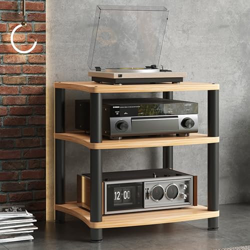 Mobile Porta Vinili Multimediale Mobile In Legno Vintage, Supporto Casse Audio Componente, per Sale Riunioni Salotti Studi di Registrazione(Beige,60 * 48 * 65.5cm)