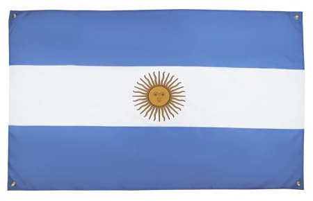 AZ FLAG Bandera Argentina 150x90 cm Argentina Poliéster Ligero 4 Ojales | Uso interior Enseña costuras dobles y bordes reforzados con ojales metálicos