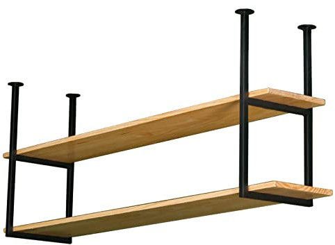 Deckenregal, schwebend, Küchenregal, Topflappen mit Haken, Massivholz und Metall, Hängeaufbewahrung für Garage, Restaurant, Blumentopf, Nizer, rustikale Dekoration