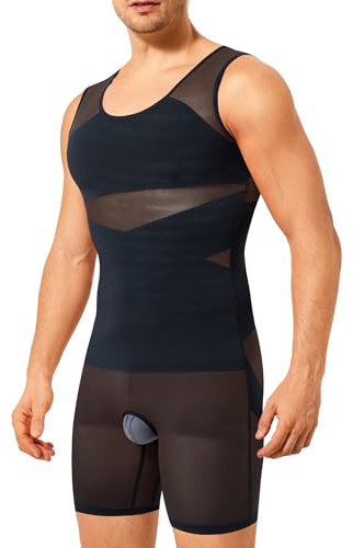 KUMAYES Camiseta Compresión Hombre Elástica Faja Reductor Hombre Adelgazante Camiseta De Tirantes Abdomen Cintura Body Shaper (Negro, Small)
