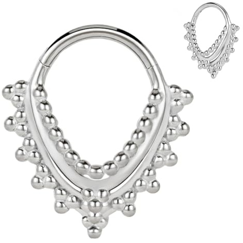 Vankula Septum Piercing Clicker Hinged Segmentring 316L Edelstahl 16G 8mm Tropfenform Nasen Daith Helix Conch Rook Lobe Ringe Schmuck für Frauen und Männer Silber