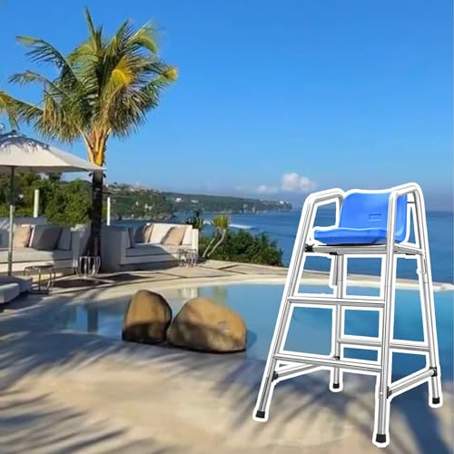 Tall Lifeguard Chairs,Stainless Steel Safety Life Guard Chairs 47in/ 59in/ 71in Tall, Poolside Pavilion Lake Deck Ladder Stool for Coast Guard, Referee Competition Chair with Hook Sunshade