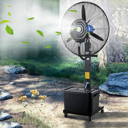 DYUNCZ Ventiladores de Agua de 56, 71 Y 81 Cm, Ventilador Pulverizador Comercial con 3 Velocidades y Tanque Independiente de 40 L (12 Galones), Oscilación de 90°, para Uso Industrial(55cm/22in)