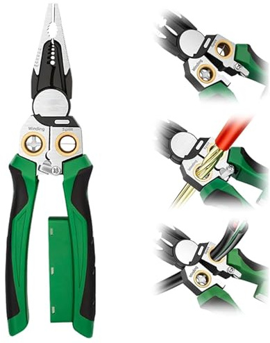 2026 Upgrade 8 in 1 Wire Stripper with Voltage Tester,Multifunctional Heavy Duty Wire Stripping Pliers,Professional Wires Stripper Electrical Pliers for Wires Cutting Stripping Crimping