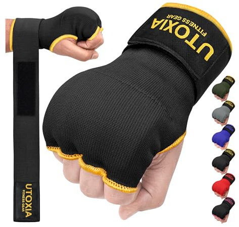 UTOXIA Boxing Hand Wraps Inner Gel Gloves for Men & Women | Quick Wrap Hand Wrist Strap | Padded Knuckle Protection for MMA, Muay Thai & Punching Training