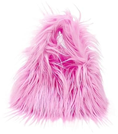 HNULGVI Fluffig tygväska mode fuskpäls kvinnor axelväskor plyschhandväskor lyxig tygväska mjuk varm vinterhandväska för kvinnor, Rosa, 29x17x29cm