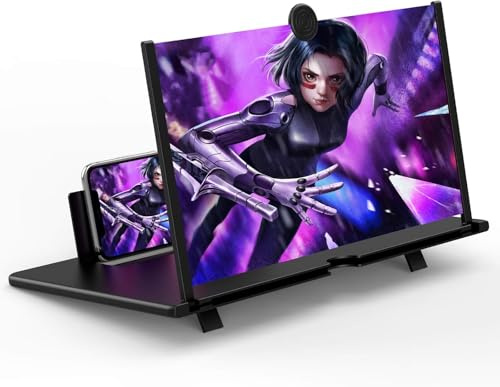 Handy Vergrößerungs Bildschirm 3D HD - Bildschirmlupe für Smartphones Geschenke,3D HD Bildschirm Handy vergrößerung, Anti-Blaulicht, Faltbarer, Handy Lupe für das Ansehen (Schwarz-12 Zoll)