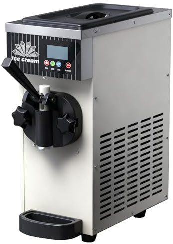 Soft Serve Ice Cream Maker, Commercial Machine with 4-5 Kg/H Yield, Pre-Cooling, Auto Clean, LED Display, Desktop Type for Bars and Coffee Shops