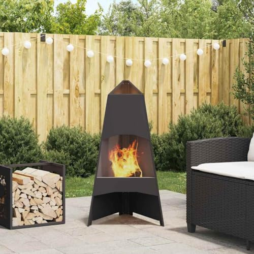 Feuerstelle Feuertonne Feuertonne,Feuerstelle Schwarz 50 x 50 x 95 cm Stahl,Für Lagerfeuer Im Garten Oder Auf Der Terrasse,Vielseitig Einsetzbar