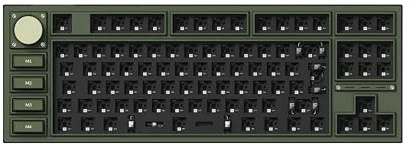 Keychron Q3 Pro QMK-Custom-Barebone-Kit mit Drehknopf, 80%-Alice-ISO-Layout, Bluetooth 5.1 & USB-C, Aluminiumgehäuse, 1000 Hz Abtastrate, RGB, Double-Gasket, Barebone Keyboard für Mac, Win – Grün