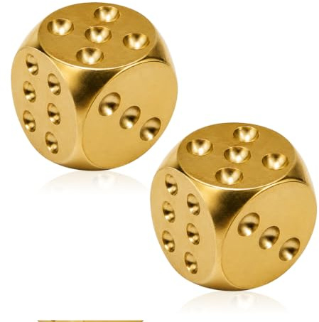 LAKPYN Set Di 2 Dadi In Ottone Massiccio, Dadi Da Gioco 20mm, Resistenti Per Giochi E Collezioni