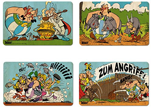 Logoshirt Astérix Le Gaulois - Asterix, Obelix & Panoramix Ensemble de 4 Planches à Petit-déjeuner - Multicolore - Design Original sous Licence
