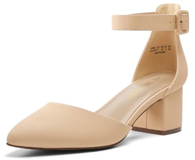 DREAM PAIRS Bröllopsskor för kvinnor, klämpumps, dansskor, sandaler med blockklack, Slingback pumps, 39.5 EU
