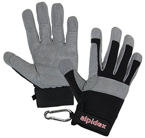 ALPIDEX Klettersteighandschuhe Unisex Fullfinger Handschuhe Kletterhandschuhe Full Finger Gloves Via Ferrata alle Finger geschlossen, Größe:L, Farbe:Wild Black