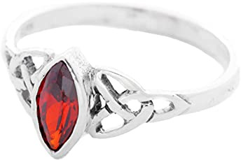 Windalf Zarter Damen Ring RIGANI 9 mm Keltischer Liebesknoten Roter Kristall 925 Sterlingsilber (Silber, 64 (20.4))