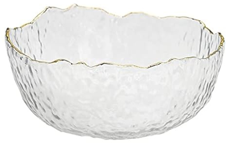 TOSSOW - Ensaladera de vidrio de forma irregular, cuenco de mezcla Pyrex de 25 onzas para preparación de cocina, frutas, aperitivos, postres y platos de dulces o cuencos de nueces (transparente)