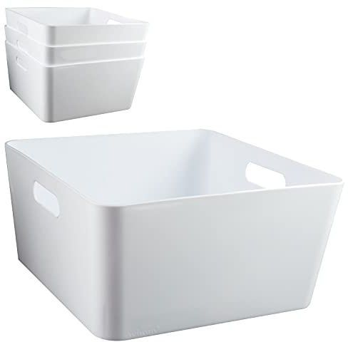 4 Stück Ordnungsboxen passend für Kallax 15cm hoch weiß 30x30cm Wandregal